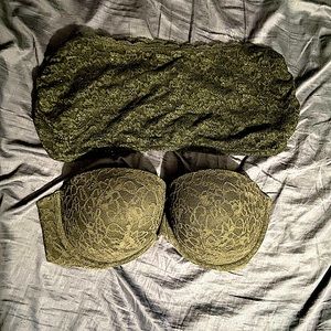 Victoria’s Secret strapless bra 38D and Bandeau SET + FREE tank w/ shelf bra !!